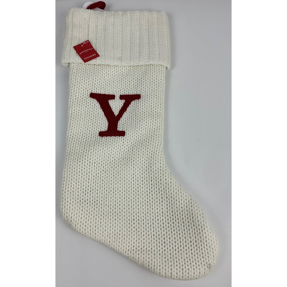 2 Stockings WonderShop Target Ivory Knit Christmas Stocking with Maroon Letter Y